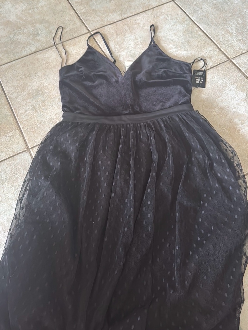 Express Black Polka Dot Tulle Midi Dress - NWT Size M